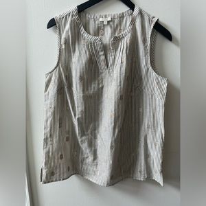 Talbots sleeveless blouse, beige/white, size medium